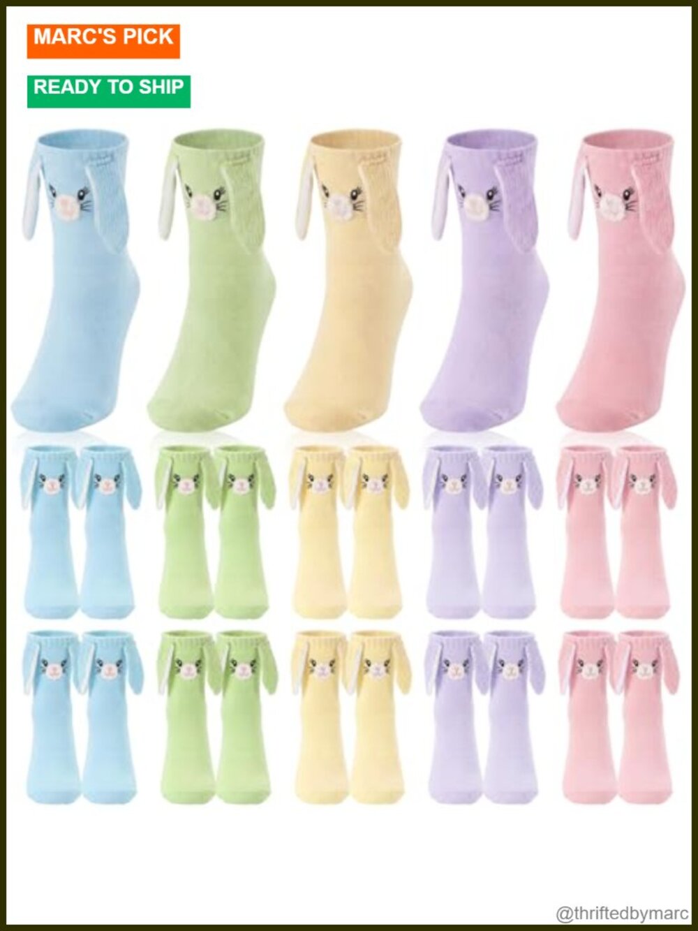 Easter Bunny Fuzzy Socks 10 Pairs Cotton Cozy Gift for Women